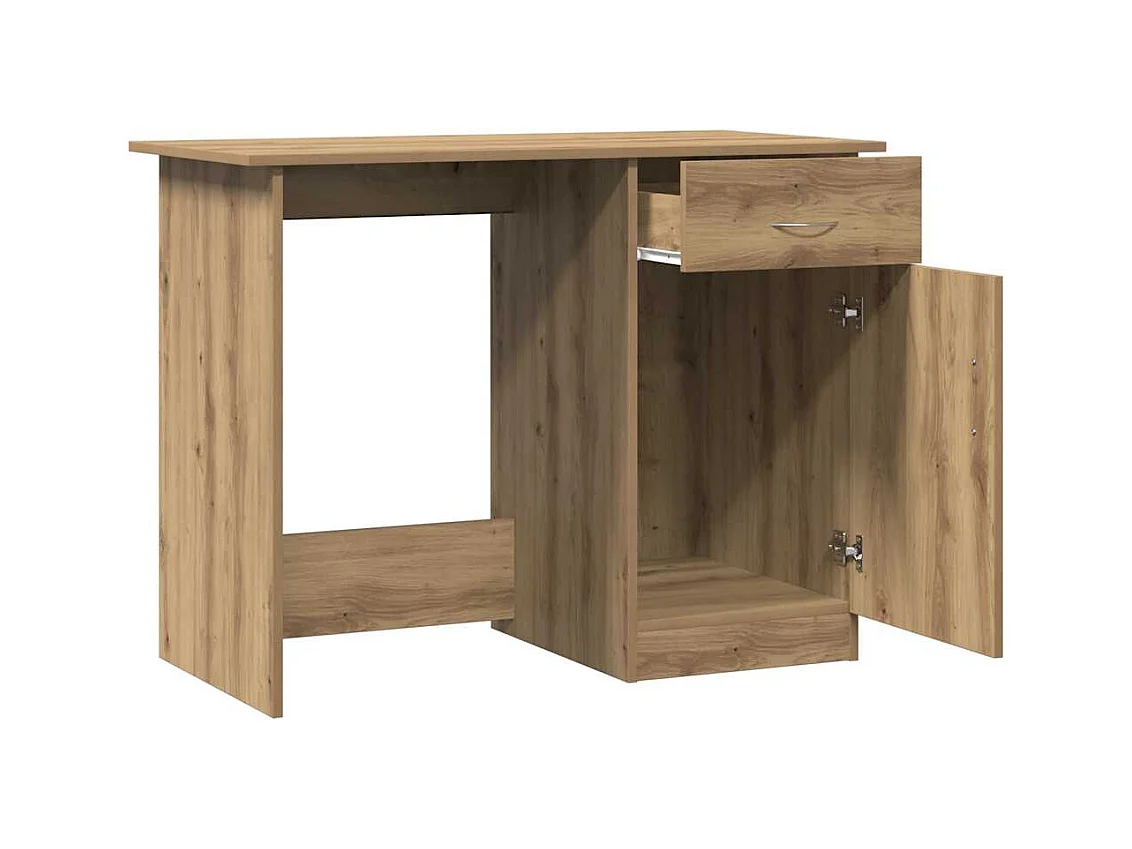 Bureau chêne artisanal 100x50x76 cm bois d'ingénierie