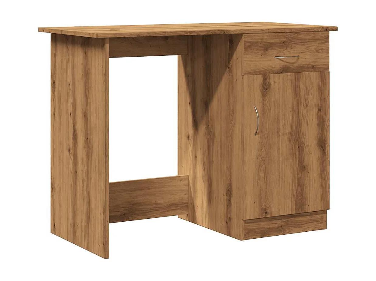 Bureau chêne artisanal 100x50x76 cm bois d'ingénierie