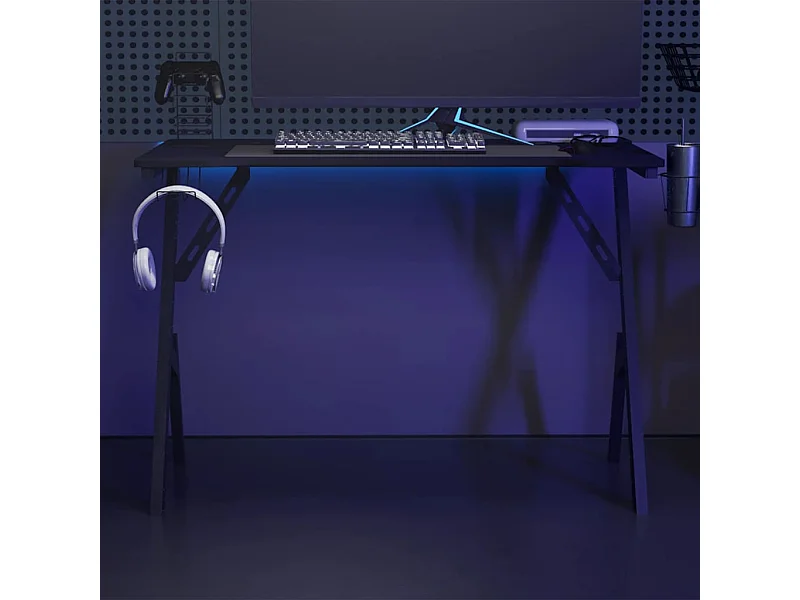 Gamingbureau met Y-vormige poten, zwart, 110 x 60 x 75 cm