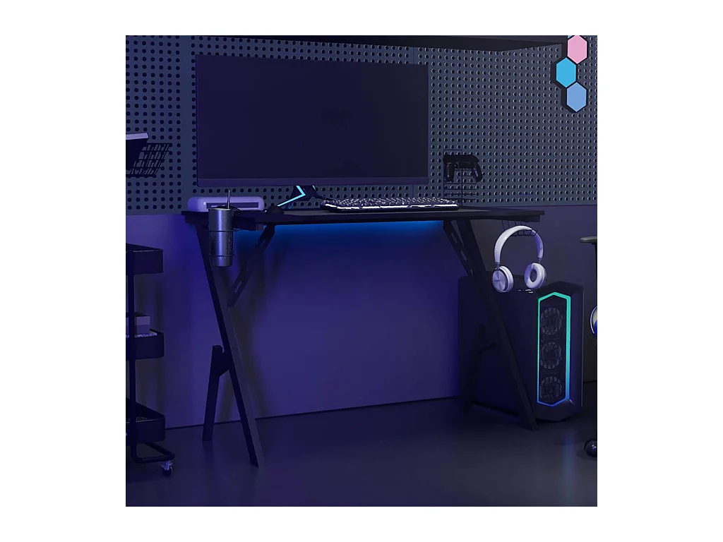 Gamingbureau met Y-vormige poten, zwart, 110 x 60 x 75 cm