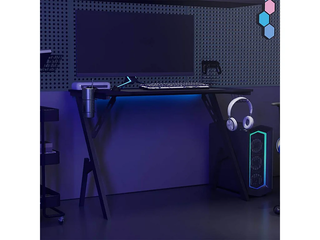 Escritorio Gaming con Patas en Forma de Y Negro 110x60x75 cm