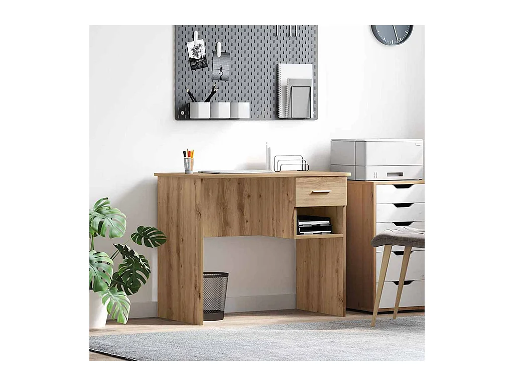 Bureau chêne artisanal 90 x 49.5 x 75 cm Bois d'ingénierie
