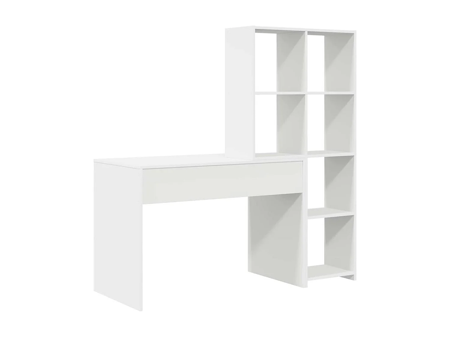 Bureau avec étagère Blanc 138.5 x 55 x 143 cm Bois d'ingénierie