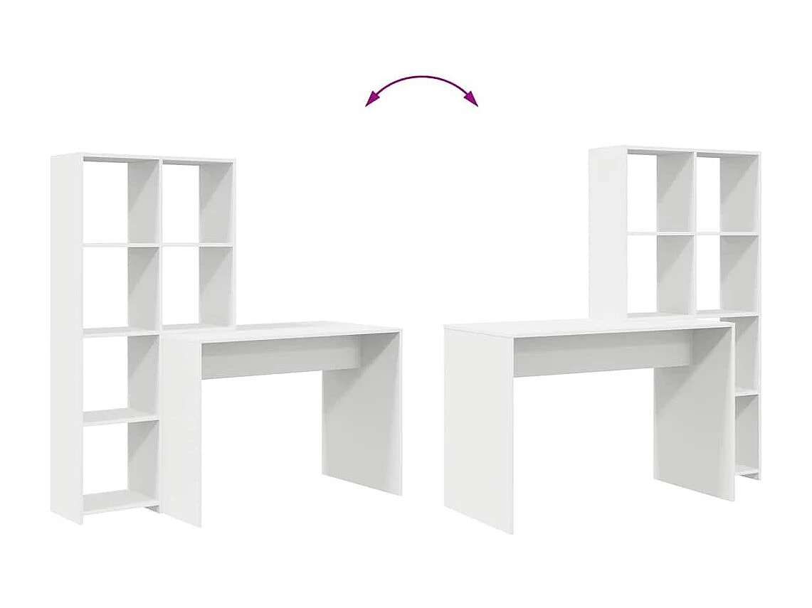 Bureau avec étagère Blanc 138.5 x 55 x 143 cm Bois d'ingénierie