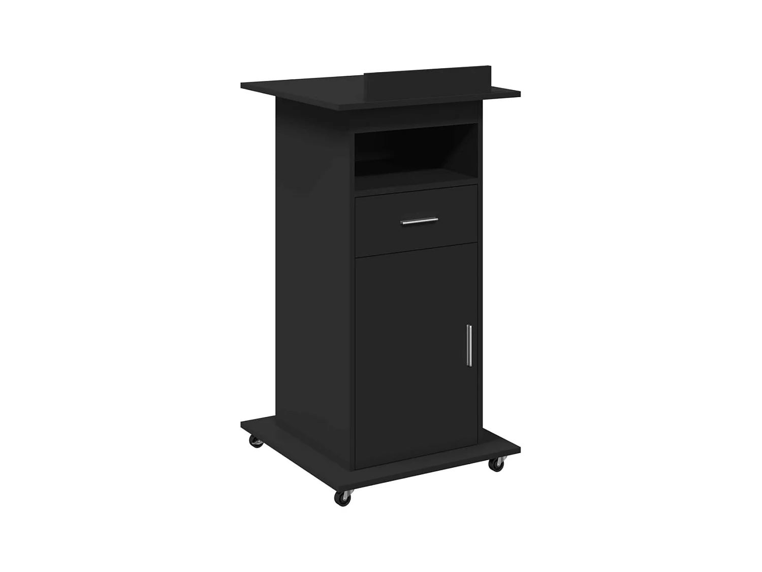 Bureau met wielen en zwarte lade 55x55x107 cm bewerkt hout