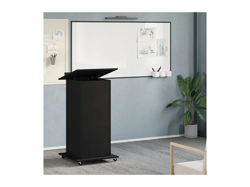 Bureau met wielen en zwarte lade 55x55x107 cm bewerkt hout