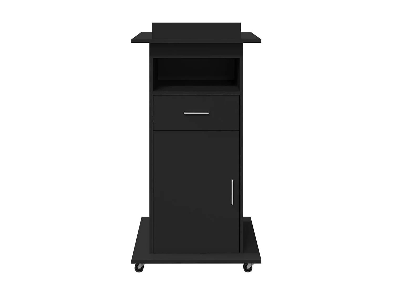 Scrivania con ruote e cassetto nero 55x55x107 cm in legno ingegnerizzato