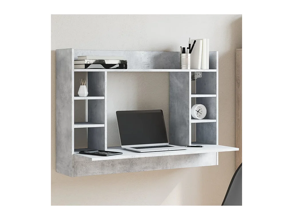 Escritorio de pared de hormigón gris 105x48x75 cm madera de ingeniería