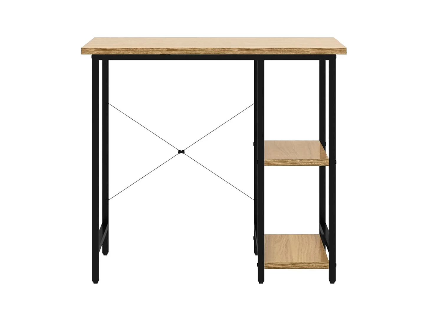 Escritorio de ordenador negro y roble claro 80x40x72cm MDF y metal