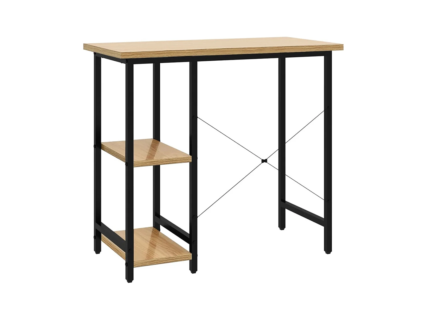 Escritorio de ordenador negro y roble claro 80x40x72cm MDF y metal