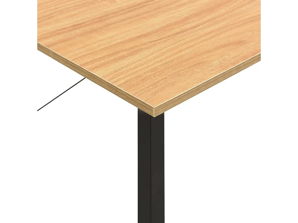 Scrivania per computer in rovere chiaro e nero 80x40x72cm MDF e metallo