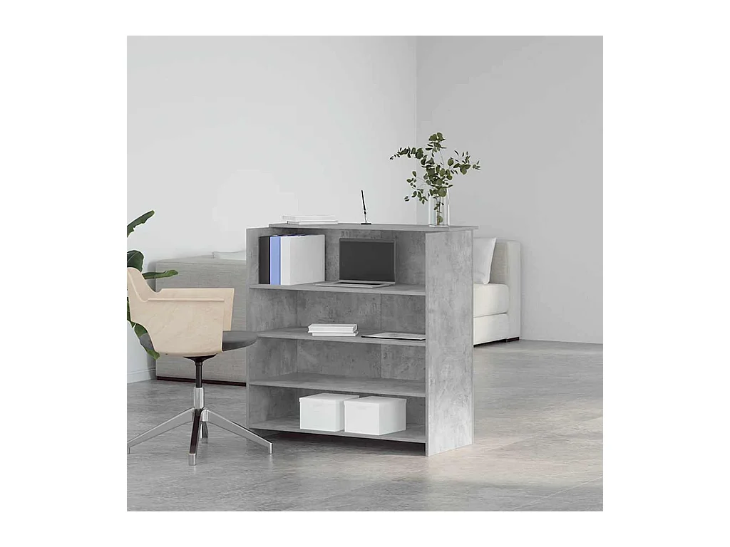 Bureau de réception gris béton 100x50x103,5cm bois d'ingénierie