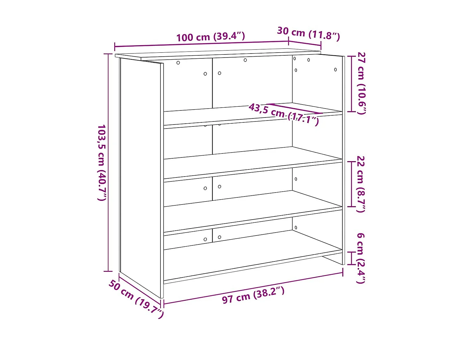 Bureau de réception gris béton 100x50x103,5cm bois d'ingénierie