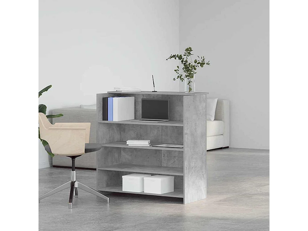 Bureau de réception gris béton 100x50x103,5cm bois d'ingénierie