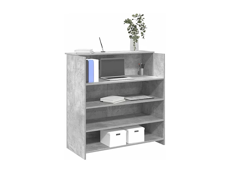 Bureau de réception gris béton 100x50x103,5cm bois d'ingénierie