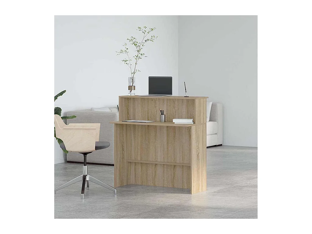 Bureau réception chêne sonoma 100x50x103,5 cm bois d'ingénierie