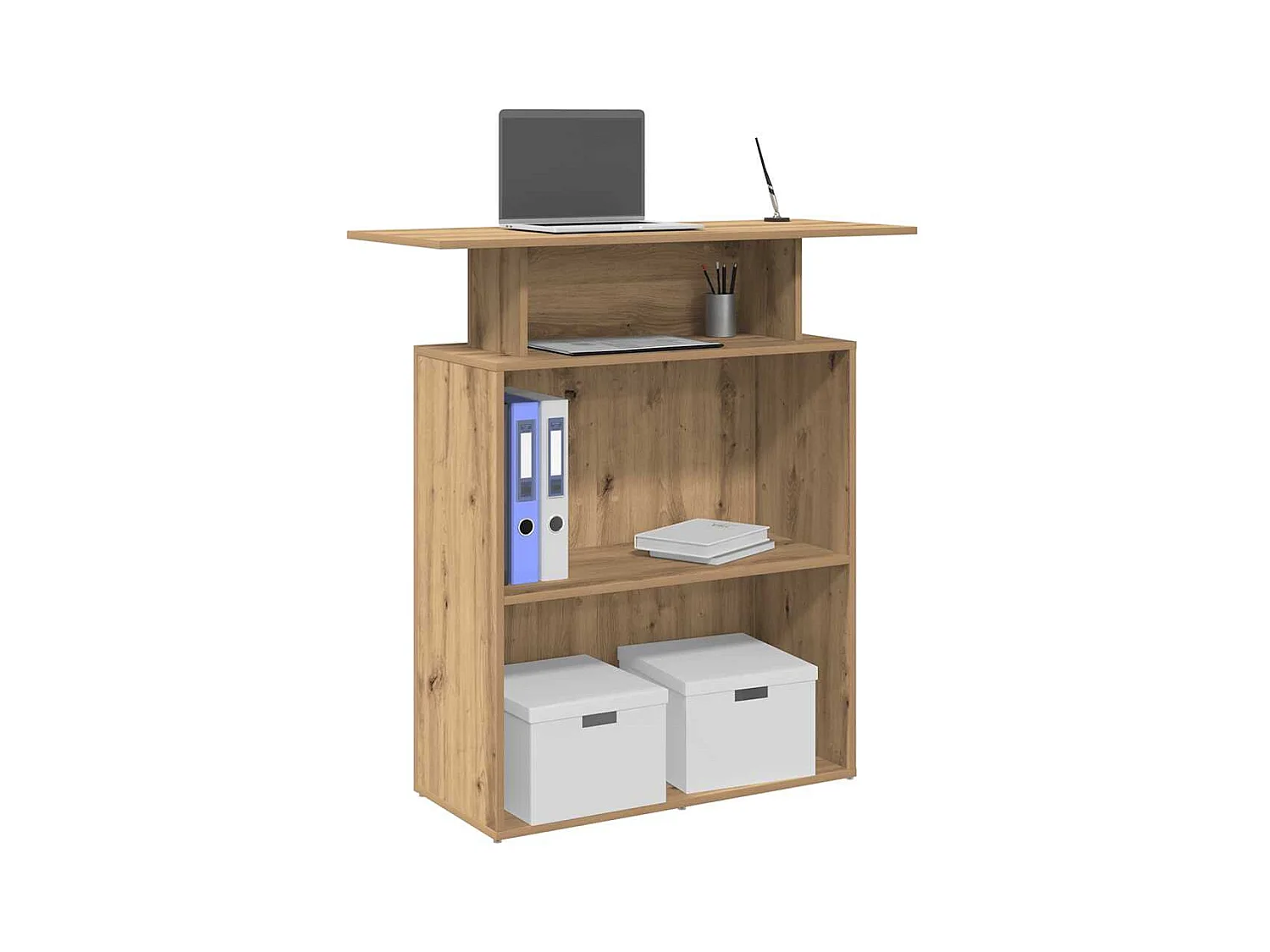 Bureau réception chêne artisanal 100x40x104 cm bois ingénierie