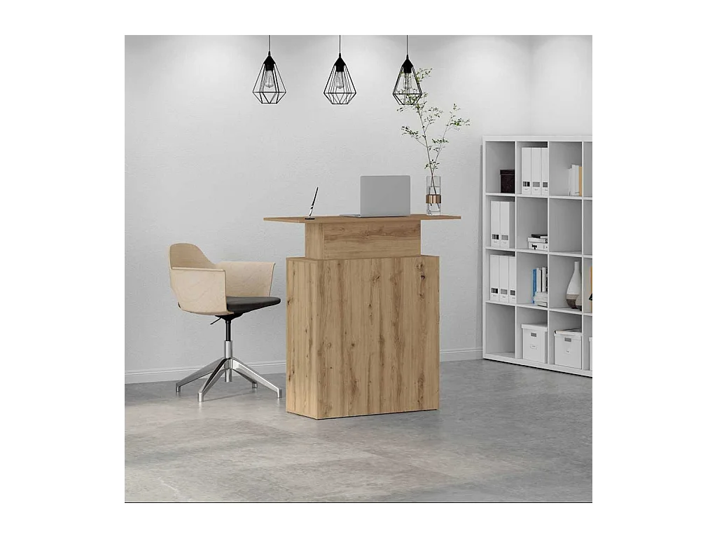 Bureau réception chêne artisanal 100x40x104 cm bois ingénierie