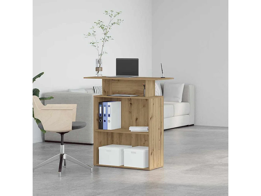 Bureau réception chêne artisanal 100x40x104 cm bois ingénierie