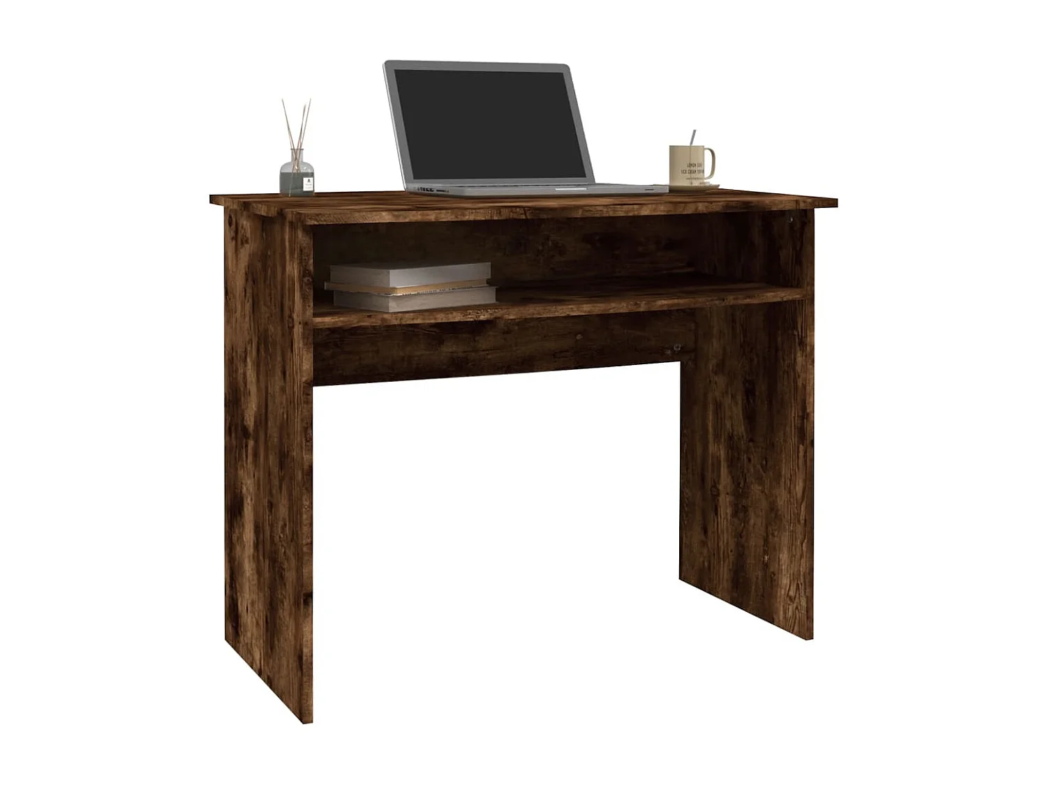 Scrivania in rovere affumicato 90x50x74 cm in legno ingegnerizzato