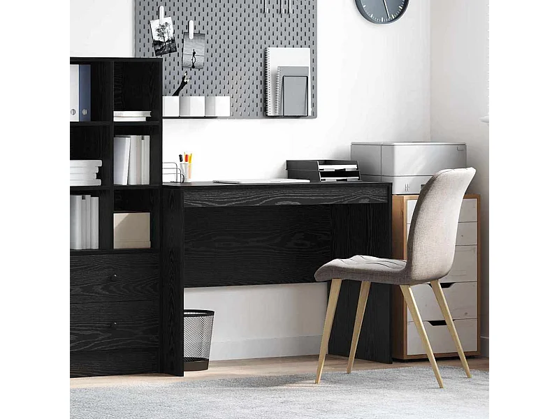 Zwart eiken bureau 100 x 50 x 76 cm bewerkt hout