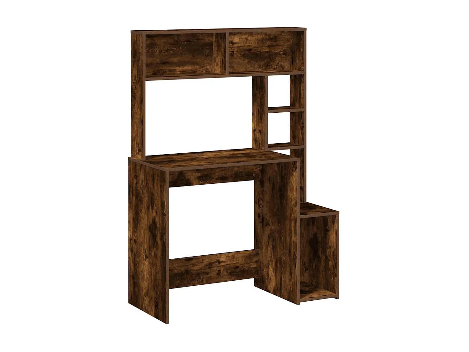 Bureau avec étagères chêne fumé 100x45x140 cm bois d'ingénierie