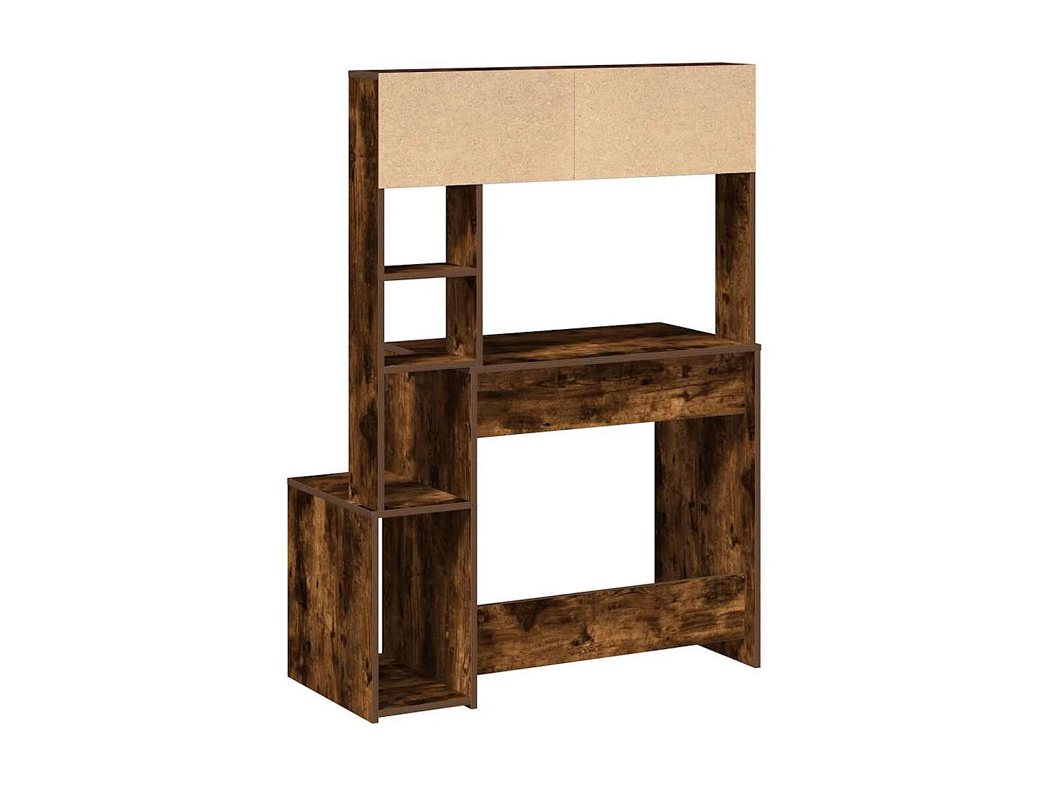 Bureau avec étagères chêne fumé 100x45x140 cm bois d'ingénierie