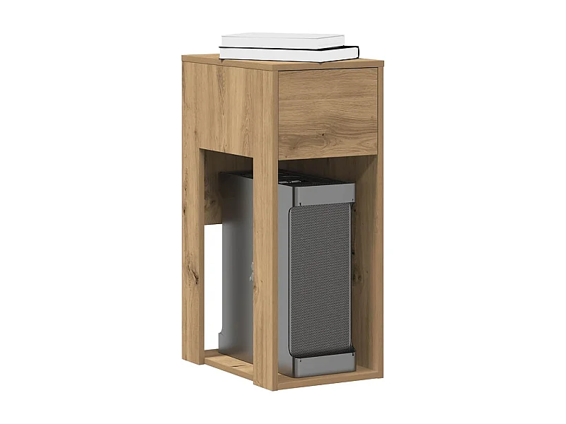 Supporto per torre computer in rovere artigianale 30x44x74 cm