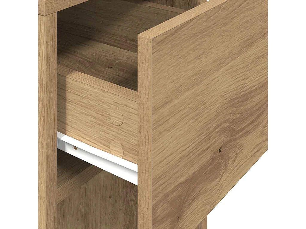 Soporte para torre de ordenador con cajón de roble craft 30x44x74 cm