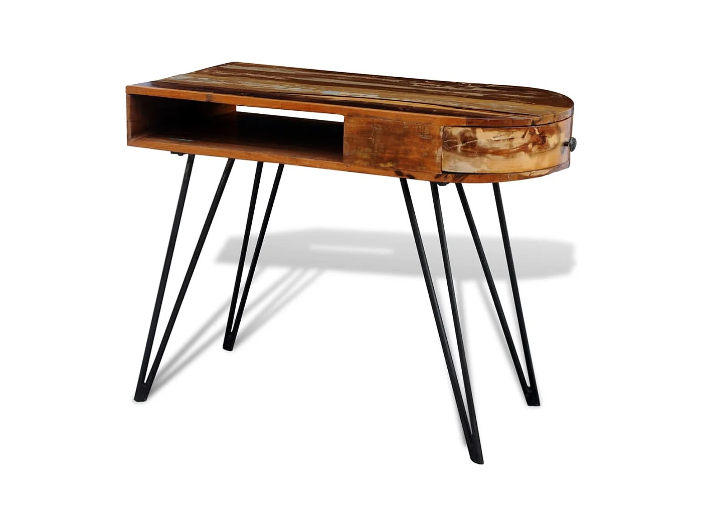 Bureau met ijzeren poten Massief gerecycled hout