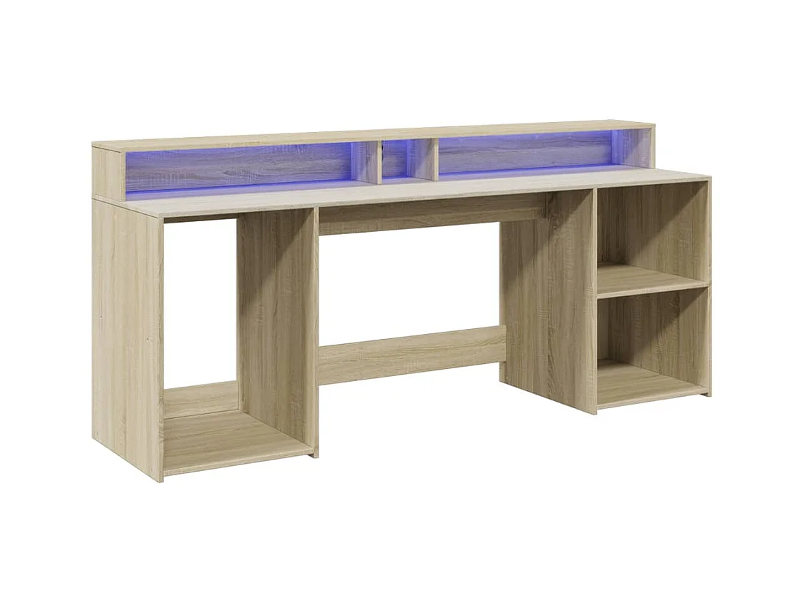 Bureau met LED-verlichting Sonoma eiken bewerkt hout