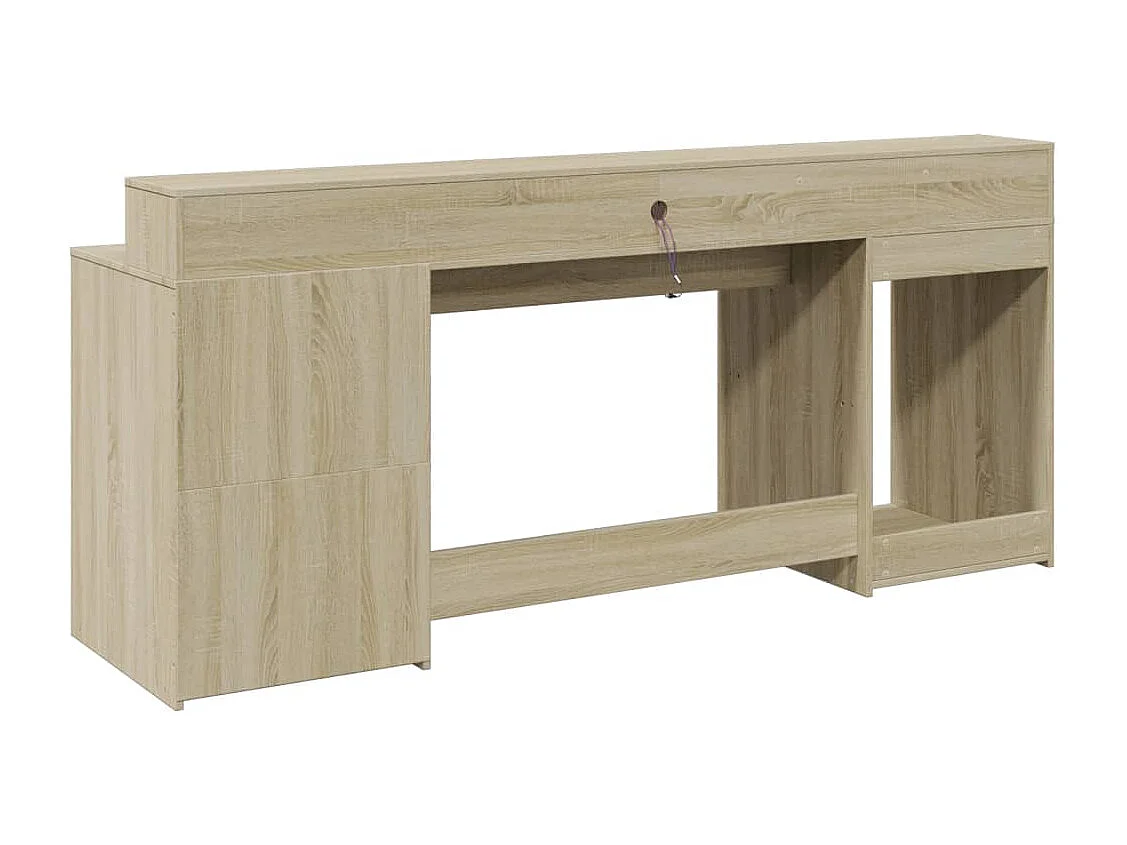 Escritorio con luces LED de madera de ingeniería de roble Sonoma