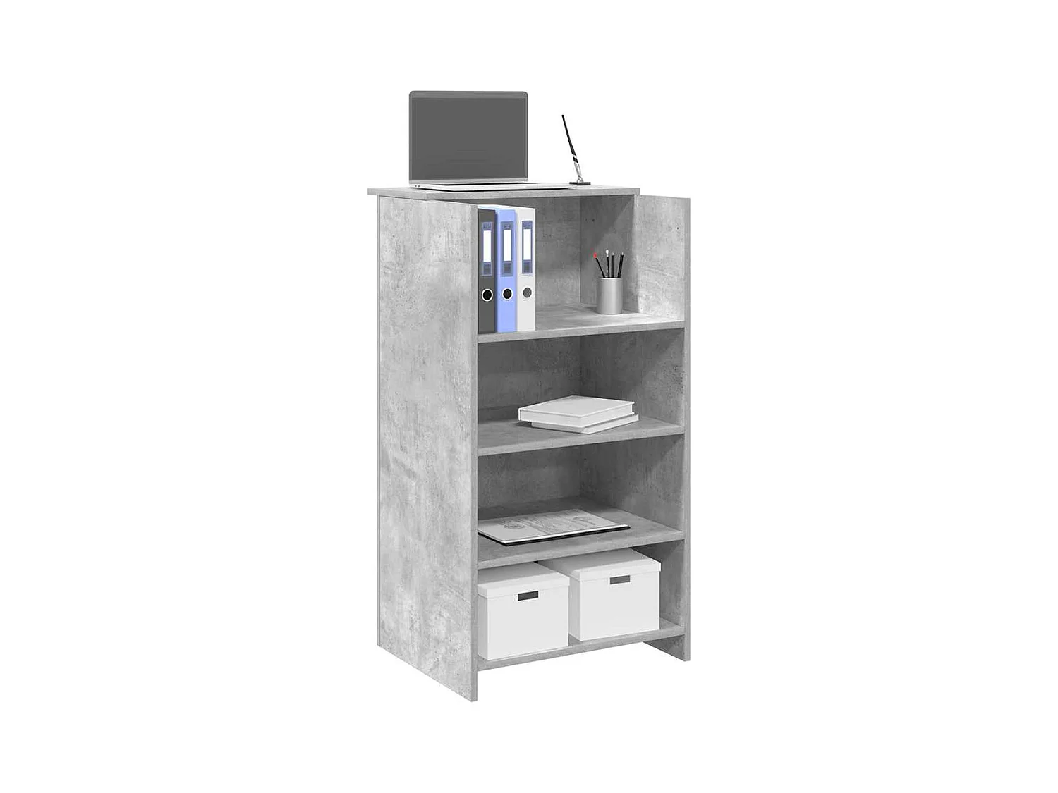 Bureau de réception gris béton 55x50x103,5 cm bois d'ingénierie