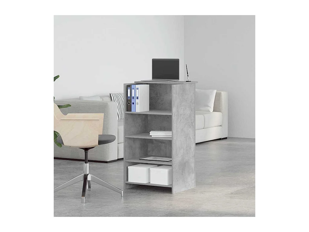 Bureau de réception gris béton 55x50x103,5 cm bois d'ingénierie
