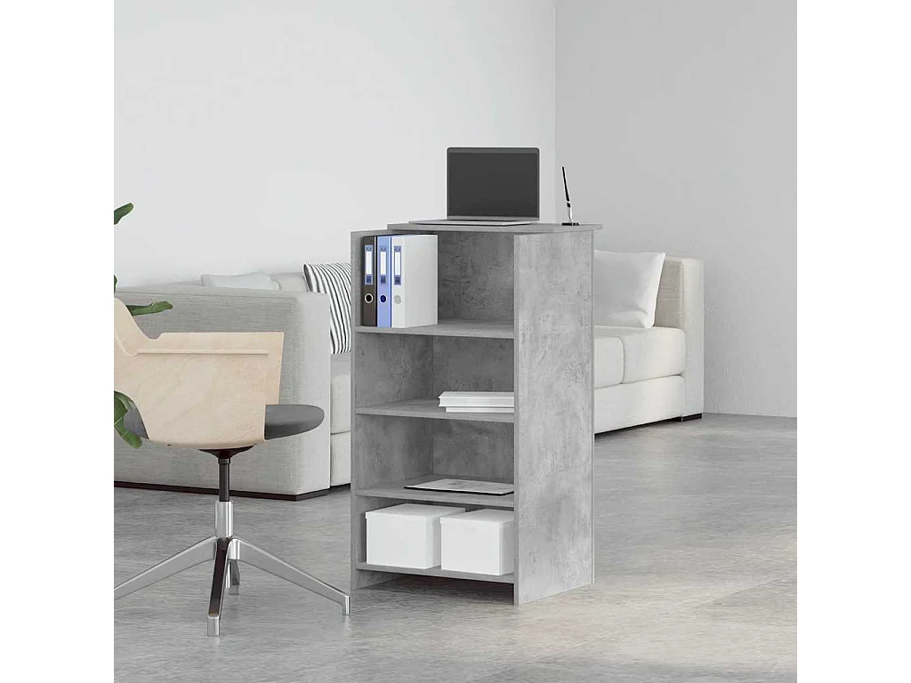 Bureau de réception gris béton 55x50x103,5 cm bois d'ingénierie