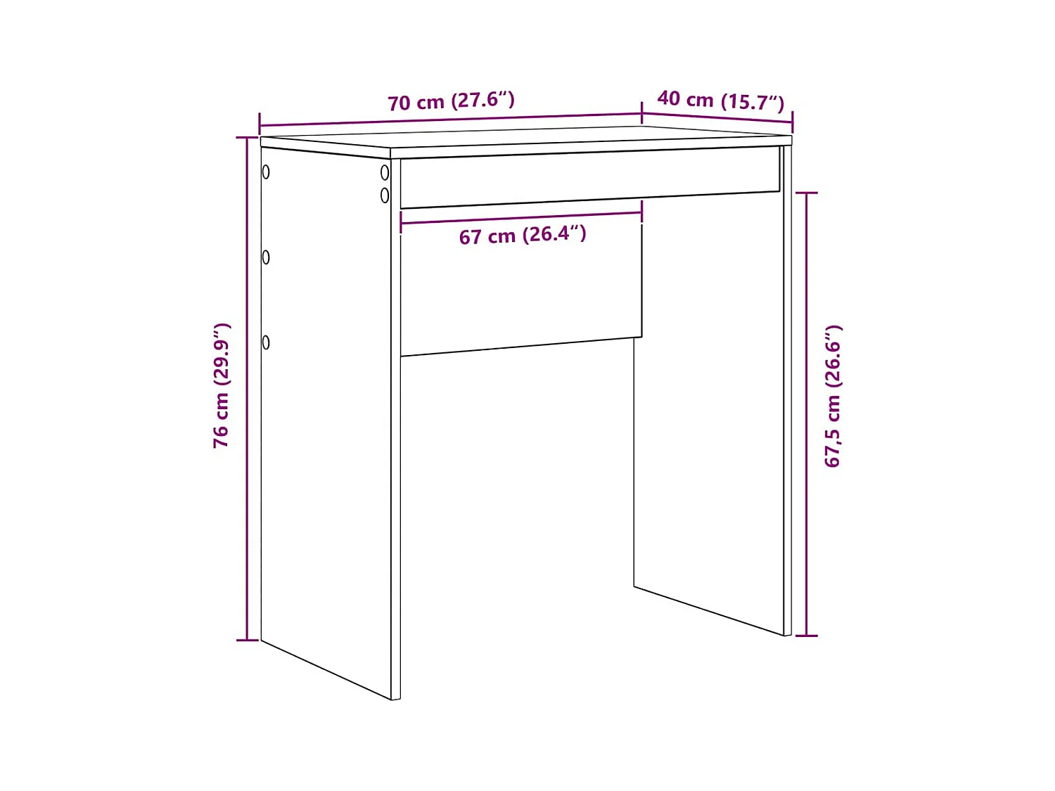 Bureau Chêne noir 70 x 40 x 76 cm Bois d'ingénierie