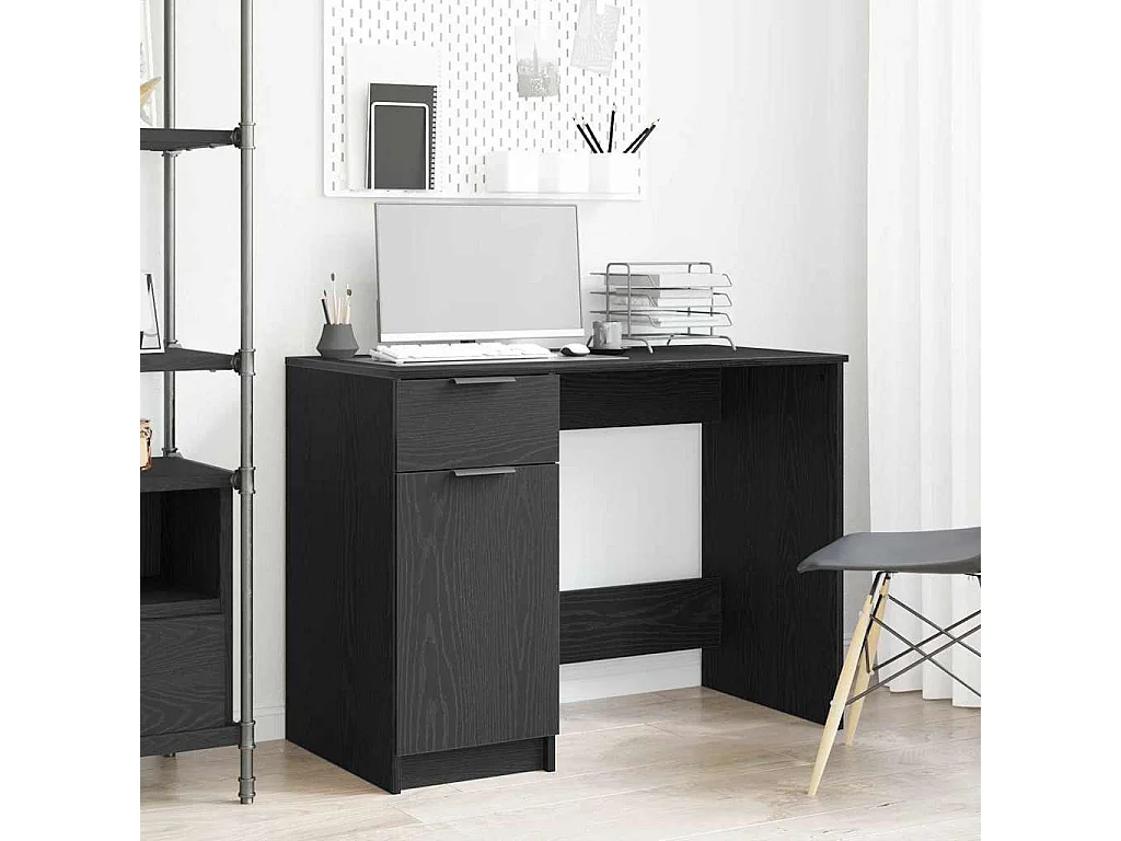 Bureau avec porte Chêne noir 100 x 50 x 75 cm Bois d'ingénierie