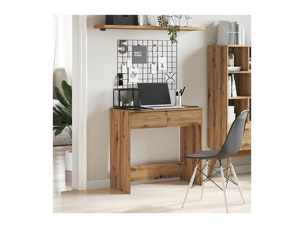 Scrivania artigianale in rovere 80x40x75 cm in legno ingegnerizzato