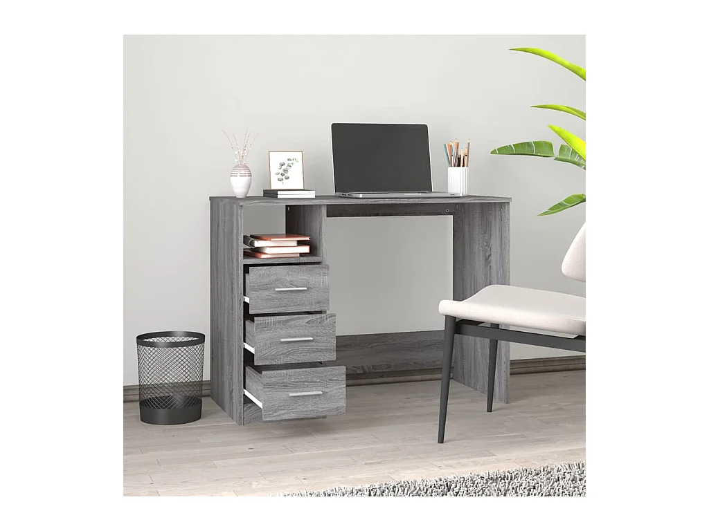 Escritorio Sonoma gris con cajones 102x50x76 cm Madera de ingeniería