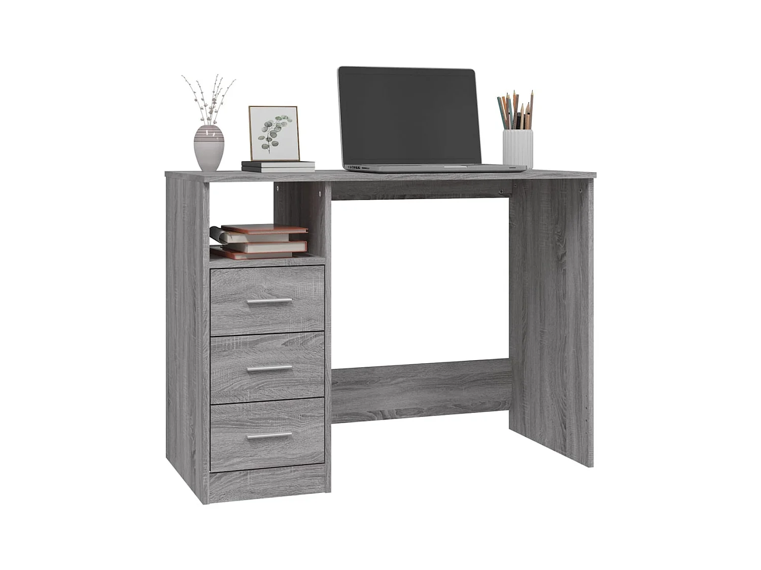 Escritorio Sonoma gris con cajones 102x50x76 cm Madera de ingeniería