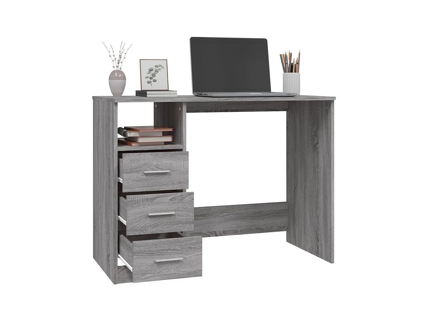 Escritorio Sonoma gris con cajones 102x50x76 cm Madera de ingeniería