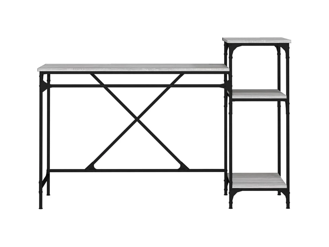 Bureau et étagères sonoma gris 135x50x90 cm bois ingénierie/fer