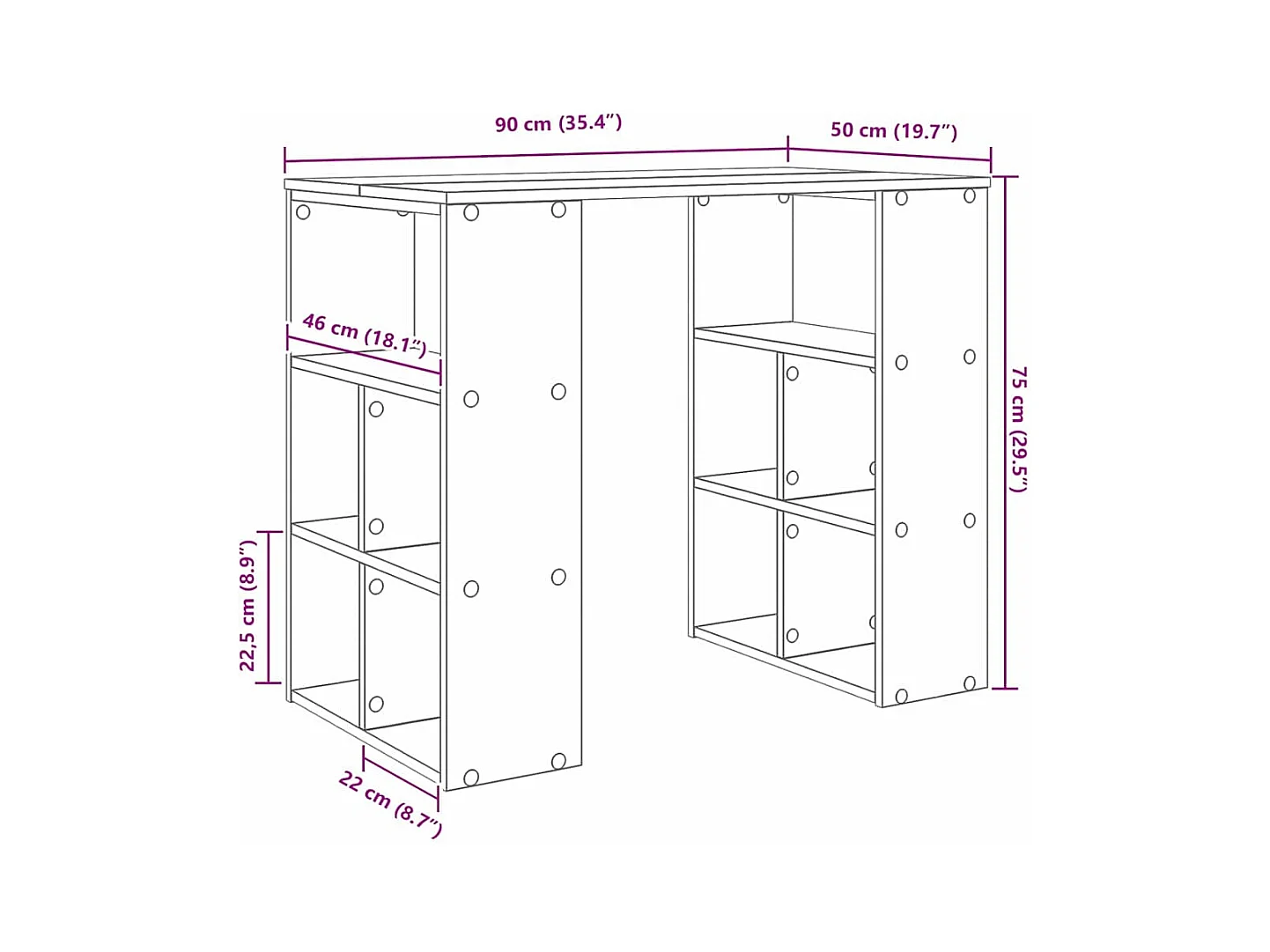 Bureau Chêne sonoma 90 x 50 x 75 cm Bois d'ingénierie