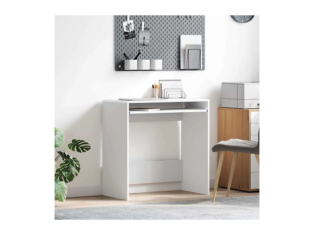Bureau avec étagère Blanc 77,5 x 43 x 79 cm Bois d'ingénierie