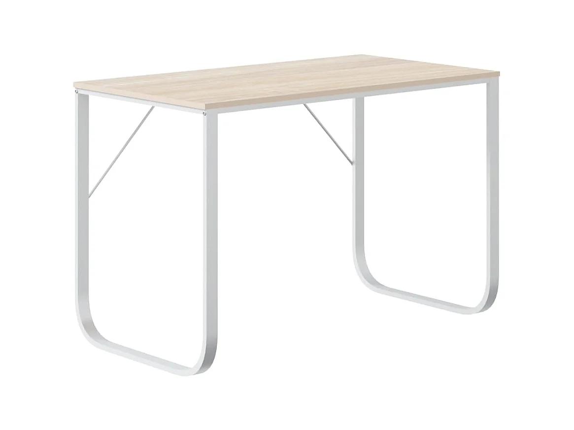 Wit en eiken computerbureau 110x60x73 cm Spaanplaat