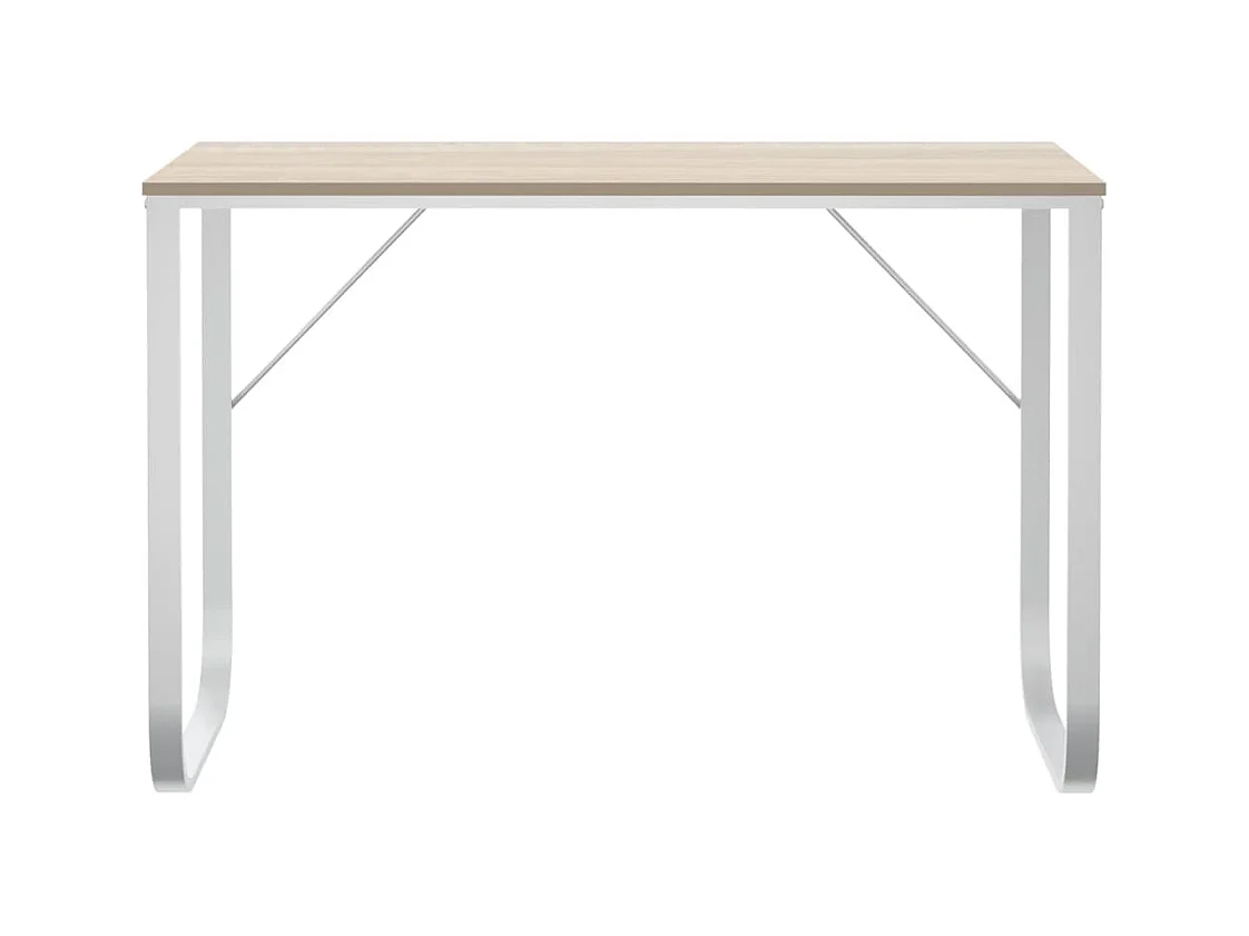 Wit en eiken computerbureau 110x60x73 cm Spaanplaat