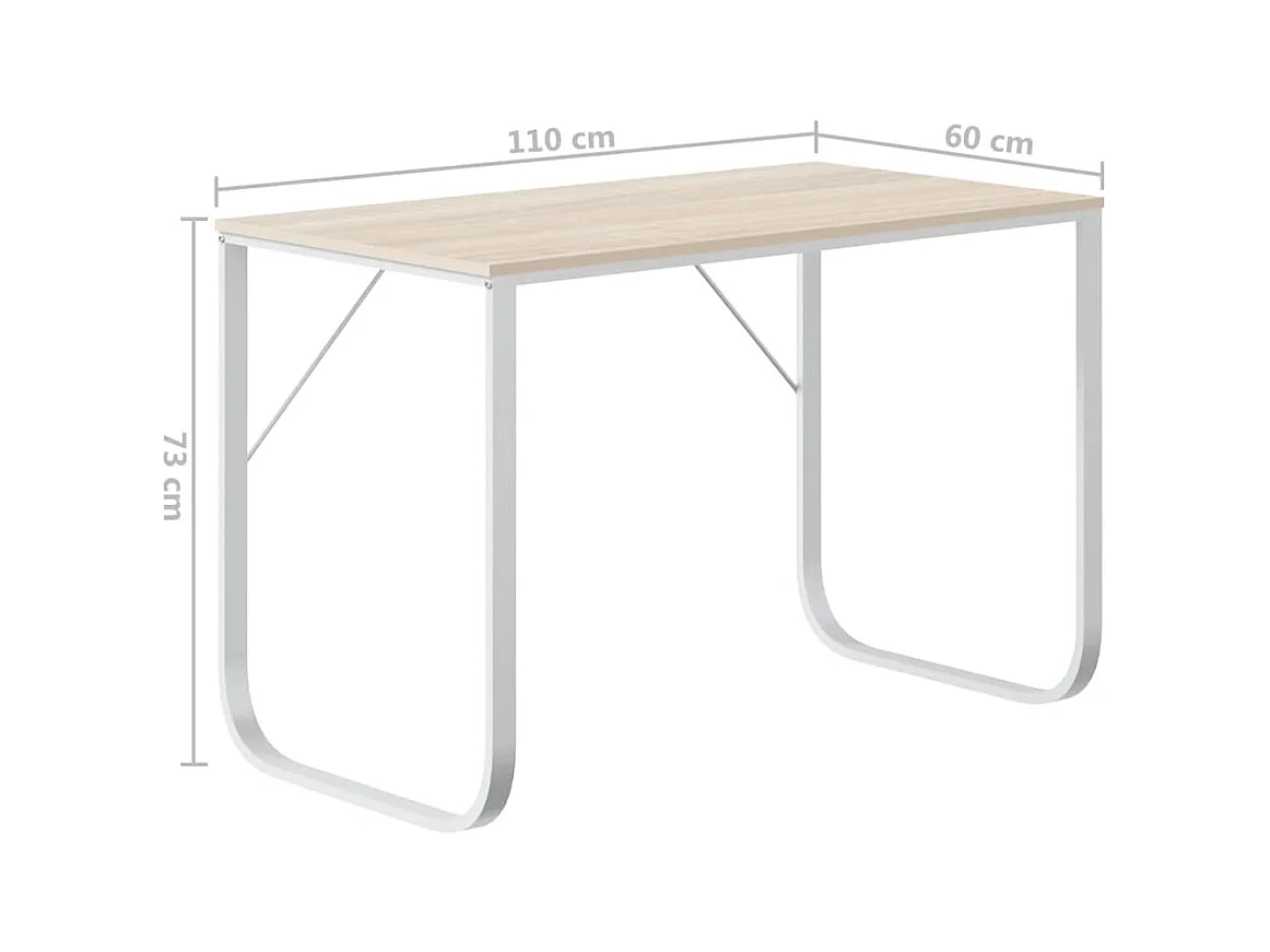 Wit en eiken computerbureau 110x60x73 cm Spaanplaat
