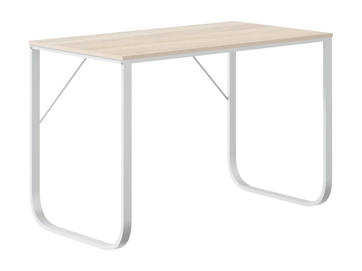 Bureau d'ordinateur Blanc et chêne 110x60x73 cm Aggloméré