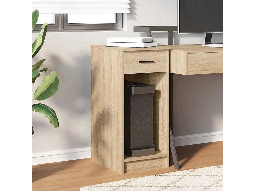 Support de tour d'ordinateur et tiroir chêne sonoma 35x45x77 cm