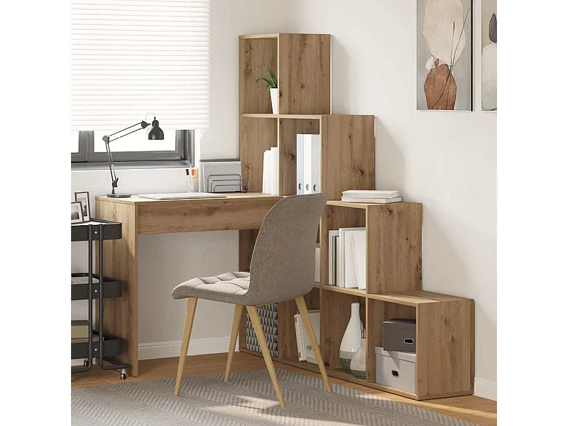 Handgemaakt eikenhouten hoekbureau 101,5 x 149,5 x 149,5 cm